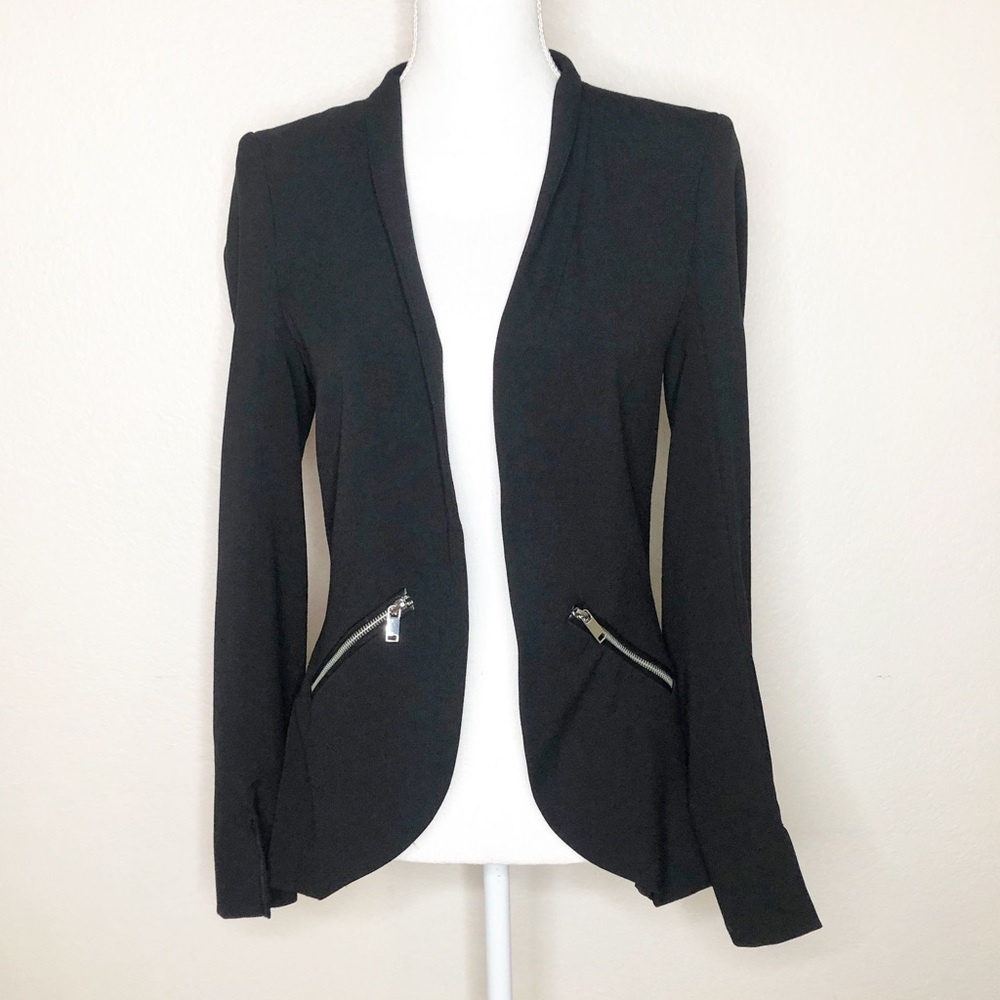 H&M Black Blazer Jacket with Silver Zipper